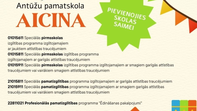 Antūžu pamatskolas izglītības programmas